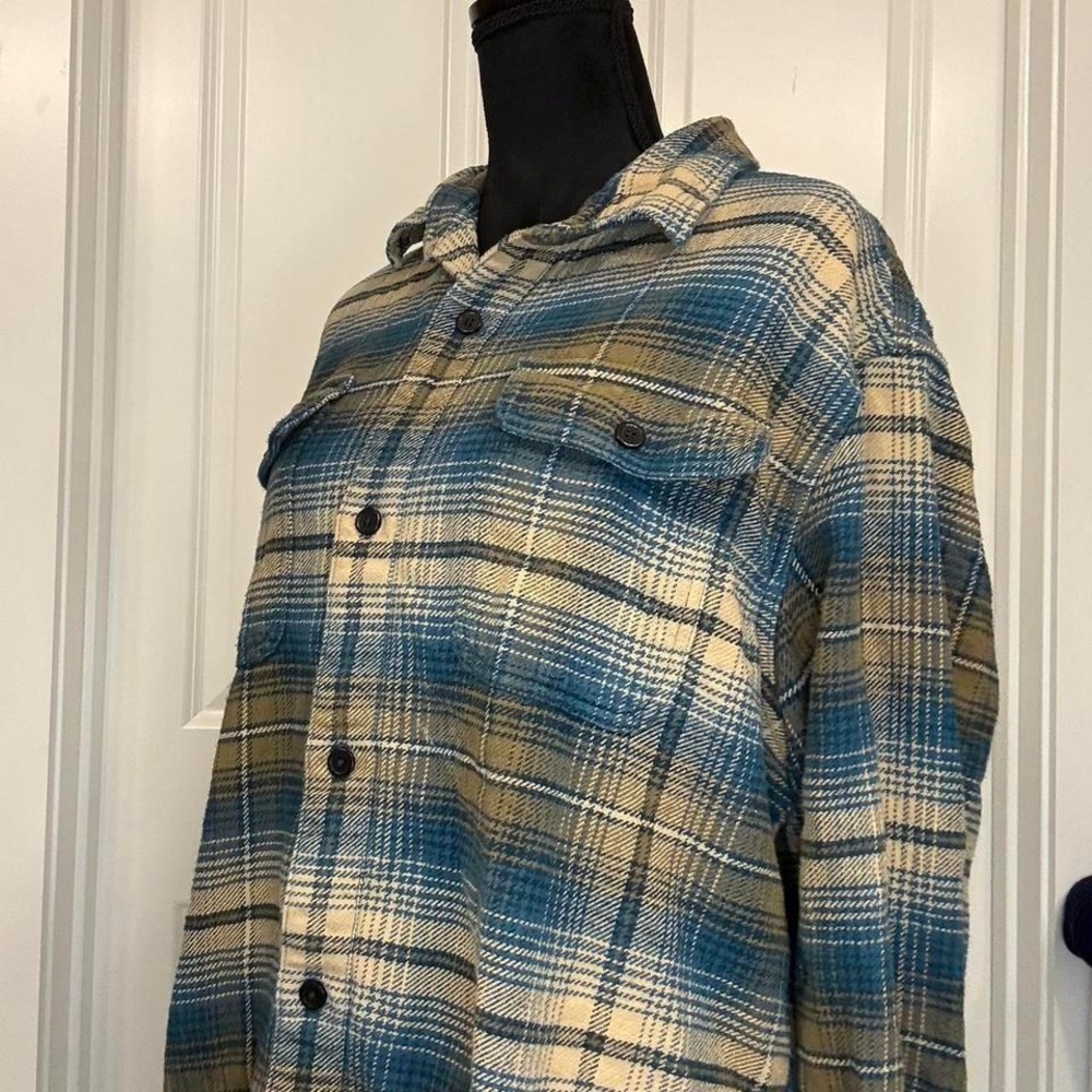 Free Assembly Plaid Flannel Shirt Teal/Tan – XL